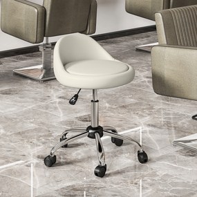 Banco com Rodas Banco Giratório com Altura Ajustável Cosmética Dentista Cabeleireiro Ø50x63-83 cm Branco