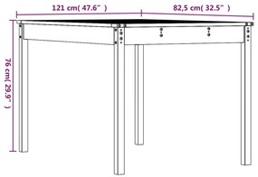 Mesa de jardim 121x82,5x76 cm madeira de pinho maciça