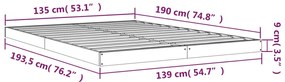 Estrutura de cama de casal 135x190 cm pinho maciço