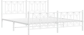 Estrutura de cama com cabeceira e pés 183x213 cm metal branco