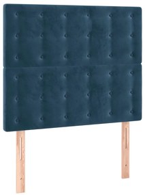 Cabeceira cama c/ luzes LED veludo 100x5x118/128cm azul-escuro