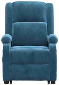 Poltrona elevatória de massagens veludo azul