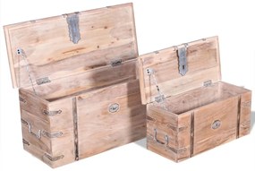 Conjunto de arcas de arrumação 2 pcs madeira maciça de acácia
