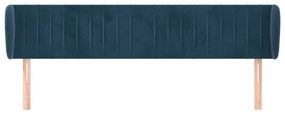 Cabeceira de cama c/ abas veludo 203x23x78/88cm azul-escuro