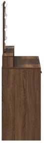 Mesa de maquilhagem vidaXL com luzes LED em carvalho castanho 79x41x14