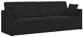 Sofá Cama de Piso 2-em-1 Preto 213x144x60 cm Poliéster