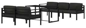 6 pcs conjunto lounge jardim com almofadões alumínio antracite