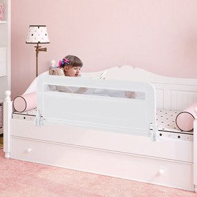 Barreira de Cama para Crianças Pequenas Dobrável de 100 cm com Capa Removível e Lavável e Correia de Segurança Branca