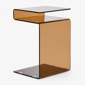 Mesa Auxiliar Retangular 40x35 Cm Em Vidro Temperado Diora Castanho - Sklum