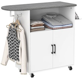 Móvel de Engomar Porto Branco – 125×43,5×102,5 cm – Estrutura de Aço e