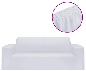 Capa de sofá elástica 2 lugares jersey de poliéster branco