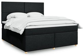vidaXL Cama com molas/colchão 180x200 cm tecido preto