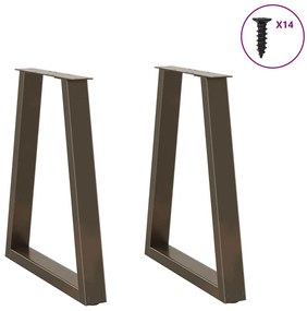 Pés para mesa de jantar em formato de V, 2 peças, aço natural, 50x(72-