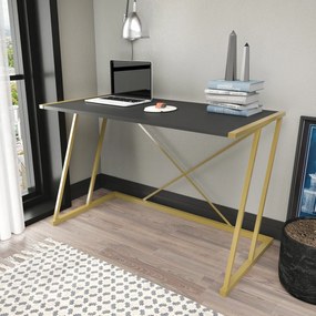 Secretária de Estudo Adelaide - Dourado e Antracite - 114cm x 60cm x 7