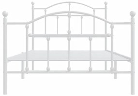 Estrutura de cama com cabeceira e pés 100x190 cm metal branco