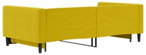 Sofá-cama com gavetão 100x200 cm veludo amarelo