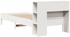 Cama com estante sem colchão 90x190 cm pinho maciço branco