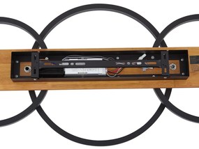 Plafon de design preto redondo com LED regulável em 3 níveis e 3 luzes - Nimue