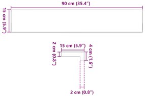 Soleiras da janela 2 pcs 90x15x2 cm carvalho maciço não tratado