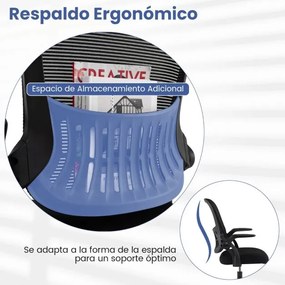 Cadeira de escritório giratória alta em malha com apoios de braços rebatíveis e apoio para os pés ajustável preta.