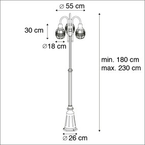 LED Candeeiro de exterior inteligente preto IP44 de 3 luzes incl. Wifi ST64 - Guardado Country / Rústico,Rústico