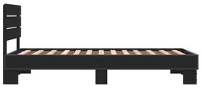 Estrutura de cama 75x190 cm derivados de madeira e metal preto