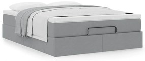 Estrutura de cama otomana com colchão 140x190 cm cinzento claro