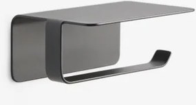 Porta-rolos Adesivo Para Casa De Banho Com Bandeja Em Aço Inoxidável Ondreli Preto Mate - Sklum