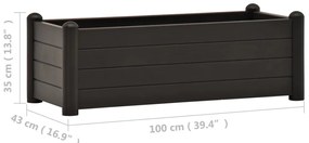 Canteiro elevado para jardim PP 100x43x35 cm antracite
