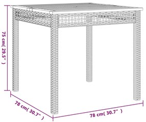 3 pcs conjunto de jantar p/ jardim c/ almofadões vime PE cinza
