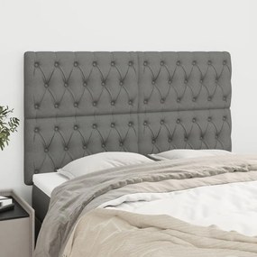 3116765 vidaXL Cabeceira de cama 4 pcs tecido 72x5x78/88 cm cinzento-escuro