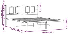 Estrutura de cama em metal com cabeceira 150x200 cm preto
