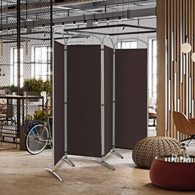 Biombo dobrável 221 x 51 x 188 cm de 4 painéis divisória de espaços com tela de tecido para varanda, escritório, sala de estar Castanho