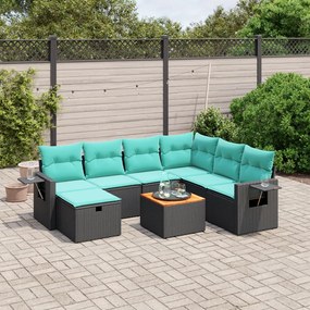 vidaXL 8 pcs conjunto de sofás p/ jardim c/ almofadões vime PE preto