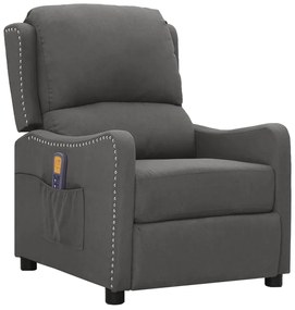 vidaXL Poltrona de massagens tecido cinzento-escuro