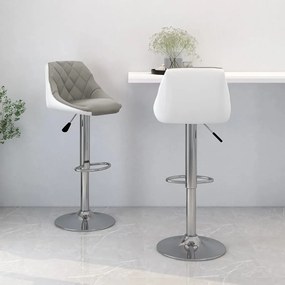 335244 vidaXL Bancos de bar 2 pcs couro artificial cinzento e branco
