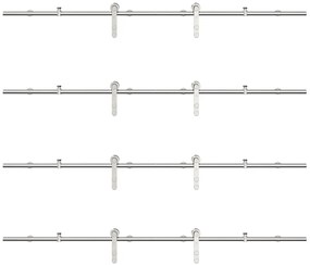 Kit ferragens p/ porta deslizante 400cm aço inoxidável prateado