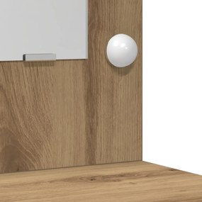 Conjunto de Mesa de Toucador de 2 Peças com LED em Madeira engenheirad