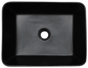 Lavatório de bancada retangular 46x35,5x13 cm cerâmica preto