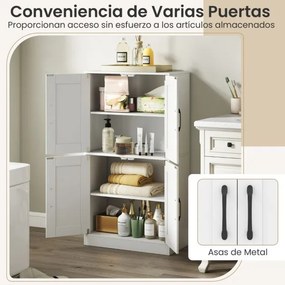 Armário de arrumação 60 x 30 x 110 cm, Despensa de cozinha, casa de banho, sala estar com portas e prateleiras ajustáveis Branco