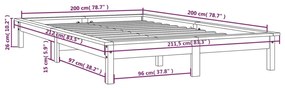 Estrutura de cama 200x200 cm madeira de pinho maciça branco