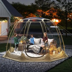 Tenda de bolha emergente em PVC 265 x 265 x 190 cm com rede mosquiteira Montagem instantânea À prova de intempéries e frio para 5-6 pessoas Portátil e