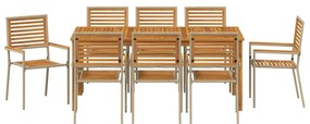 Conjunto de Jantar de Jardim 9 pcs Bege 180 x 90 x 75 cm