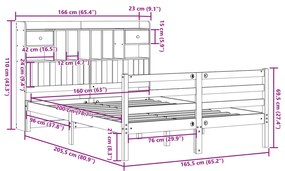 Cama com estante sem colchão 160x200 cm pinho maciço