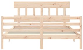 Estrutura de cama com cabeceira 160x200 cm madeira maciça