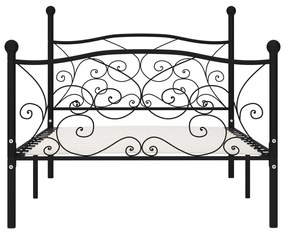 Estrutura de cama com estrado de ripas 100x200 cm metal preto