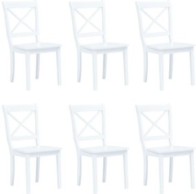 Cadeiras de jantar 6 pcs seringueira maciça branco