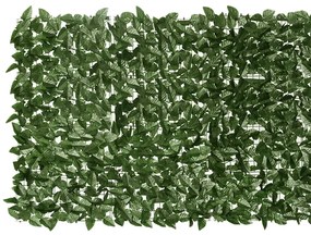 Tela de varanda com folhas verde-escuras 300x100 cm