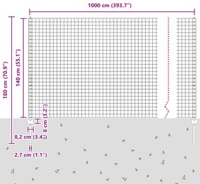 Euro Cercas com 10 Postes Cinza 1,4x10 m Aço