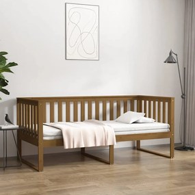Sofá-cama 100x200 cm madeira pinho maciça castanho mel